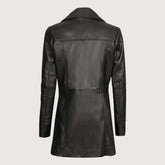 Kandis Womens Black Leather Car Coat